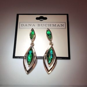 Dana Buchman Green Simulated Abalone Drop Earrings